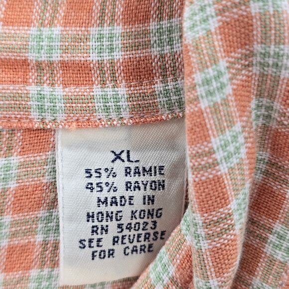 Gap Orange Checker Plaid Long Sleeve Button Down Mens Shirt Extra Large XL - Picture 6 of 6